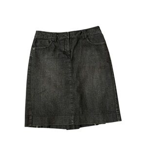 LOFT Denim Black Washed Pleated Back Skirt